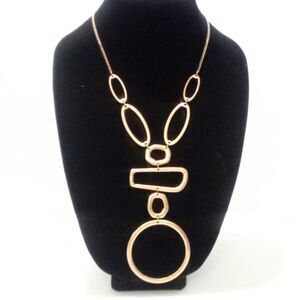 C 1945 Gold Tone Modernist Y Drop Statement Necklace